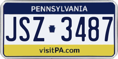 PA license plate JSZ3487