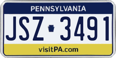 PA license plate JSZ3491
