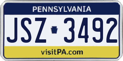 PA license plate JSZ3492
