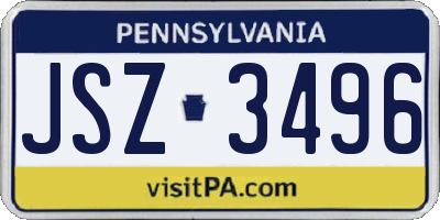 PA license plate JSZ3496