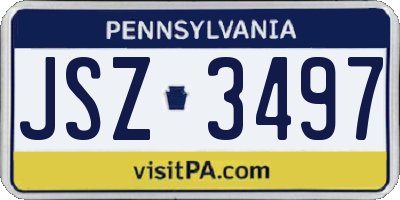 PA license plate JSZ3497