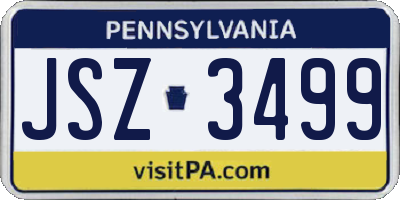 PA license plate JSZ3499