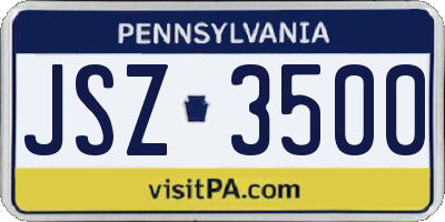 PA license plate JSZ3500