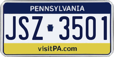 PA license plate JSZ3501