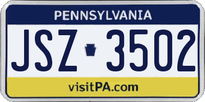 PA license plate JSZ3502