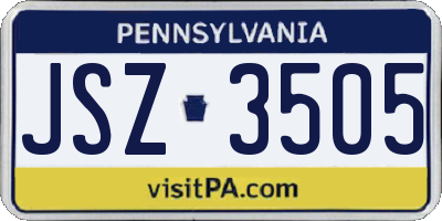 PA license plate JSZ3505