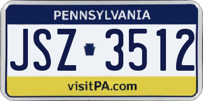 PA license plate JSZ3512