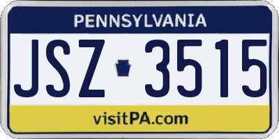 PA license plate JSZ3515