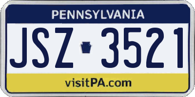 PA license plate JSZ3521