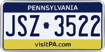 PA license plate JSZ3522