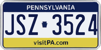 PA license plate JSZ3524