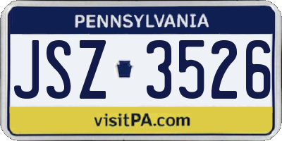 PA license plate JSZ3526