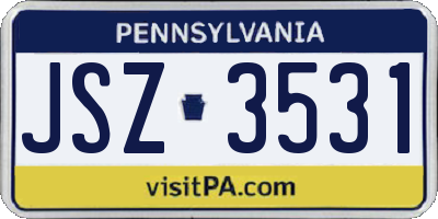 PA license plate JSZ3531