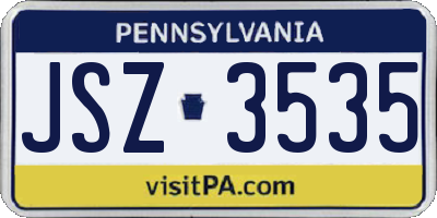PA license plate JSZ3535