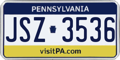 PA license plate JSZ3536