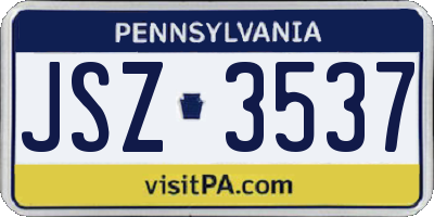 PA license plate JSZ3537