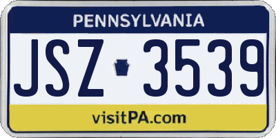 PA license plate JSZ3539