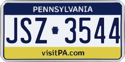 PA license plate JSZ3544