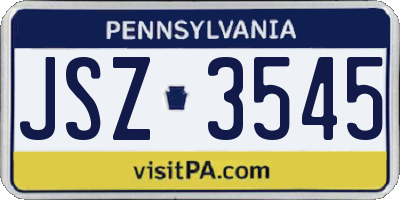 PA license plate JSZ3545