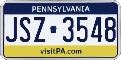 PA license plate JSZ3548