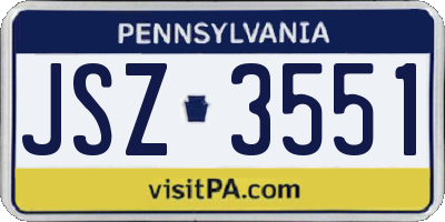 PA license plate JSZ3551