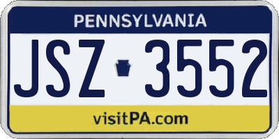 PA license plate JSZ3552