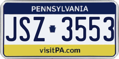 PA license plate JSZ3553