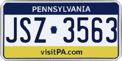 PA license plate JSZ3563