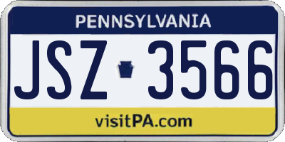 PA license plate JSZ3566