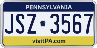 PA license plate JSZ3567