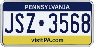PA license plate JSZ3568