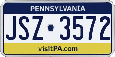 PA license plate JSZ3572