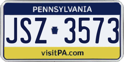 PA license plate JSZ3573