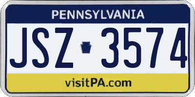 PA license plate JSZ3574