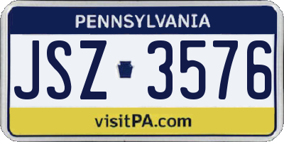 PA license plate JSZ3576