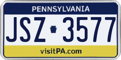 PA license plate JSZ3577
