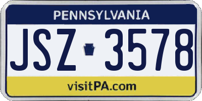PA license plate JSZ3578