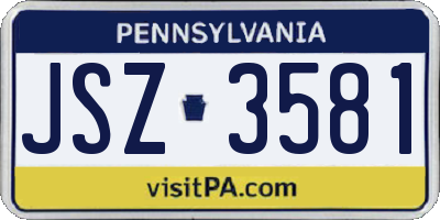 PA license plate JSZ3581
