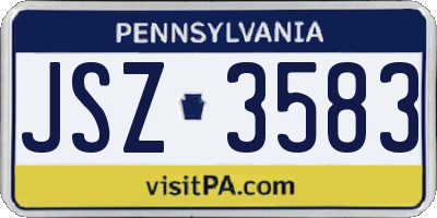 PA license plate JSZ3583