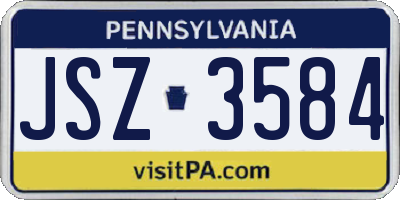 PA license plate JSZ3584