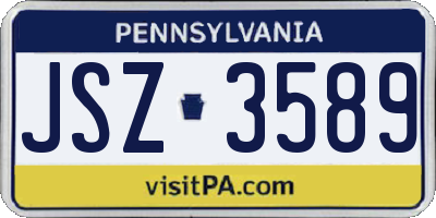 PA license plate JSZ3589