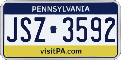 PA license plate JSZ3592