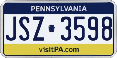 PA license plate JSZ3598
