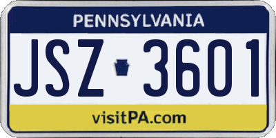 PA license plate JSZ3601
