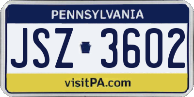 PA license plate JSZ3602