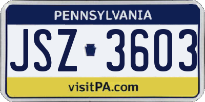 PA license plate JSZ3603