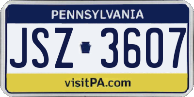 PA license plate JSZ3607