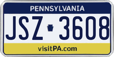PA license plate JSZ3608