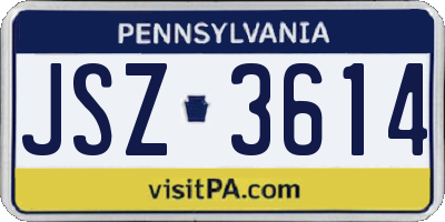PA license plate JSZ3614