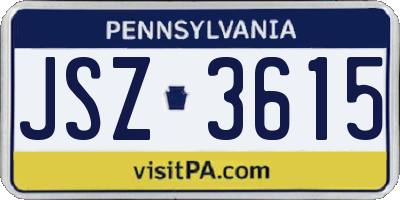 PA license plate JSZ3615